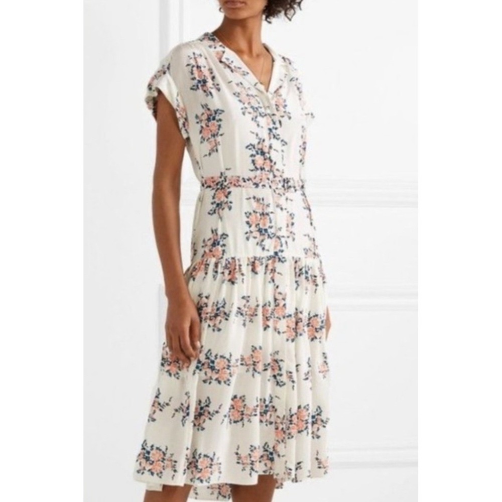 Veronica Beard Silk Floral Dress Size 0 Designer Feminine Boho Spring Cottage